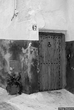 Morocco, Ouda&iuml;a, Rabat-Sal&eacute;-Zemmour-Za&euml;r, blue, door, Kasbah des Oudaias, wall, Marokko