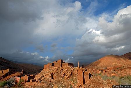 building, castle, dad&egrave;s Gorges, evening light, fortress, house, kasbah, Morocco, Marokko