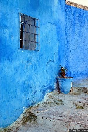 Morocco, Ouda&iuml;a, Rabat-Sal&eacute;-Zemmour-Za&euml;r, blue, flower pots, Kasbah des Oudaias, stair, Rabat, Marokko, Rabat-Sale-Zemmour-Zaer