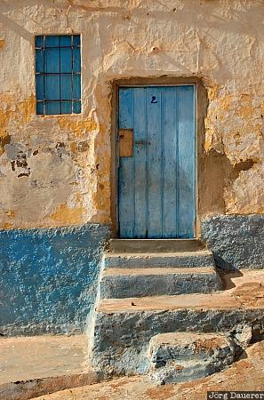 Door in Sidi Ifni Morocco, Sidi Ifni, Souss-Massa-Drâa, blue, crumbling plaster, door, facade, Marokko