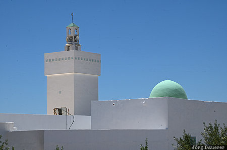 Mosque of Sidi Youssef Sfax, TUN, Tunisia, blue sky, Kerkennah Islands, minaret, Mosque of Sidi Youssef