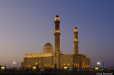 Ash Sharqiyah, Bani Bu Ali, blue hour, cupola, dome, evening light, flood-lit