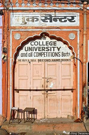chairs, door, gate, India, Jaipur, Kanota, morning light, Rajasthan