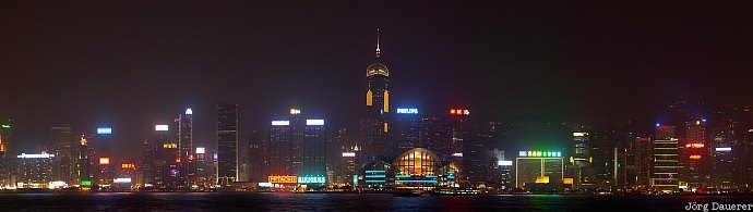Kowloon, Hong Kong, Victoria Peak, Skyline, night, harbor, city lights, China