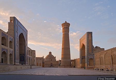 Buchara, UZB, Uzbekistan, Kalan Minaret, Miri Arab Madrasah, morning light, Poi Kalan complex