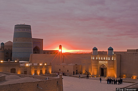 Xiva Provinz Xorazm, UZB, Uzbekistan, Xiva, chiwa, evening light, flood-light