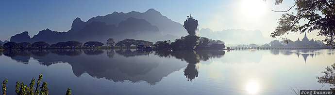 MMR, Myanmar, back-light, burma, Hpa-An, island, karst rock, Kayin State
