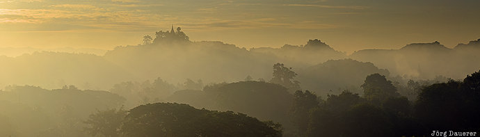 Burma, Hari Taung Pagoda, hills, MMR, morning light, Mrauk U, Myanmar, Rakhine