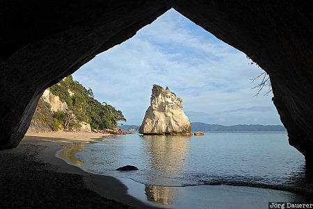Cathedral Cove New Zealand, Waikato, Cathedral Cove, Cooks Beach, Coromandel Peninsula, blue sky, clouds, Neuseeland