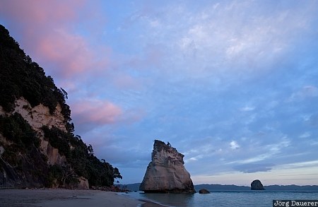 New Zealand, Waikato, Cathedral Cove, Cooks Beach, Coromandel Peninsula, blue sky, clouds, Neuseeland