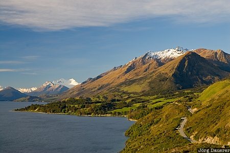 Lake Wakatipu Creighton, New Zealand, Queenstown, blue sky, clouds, lake, lake Wakatipu, Otago, Neuseeland