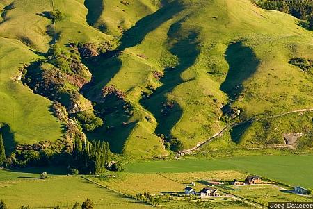 Frankton, Lower Shotover, New Zealand, Otago, farmland, green, hills, Neuseeland