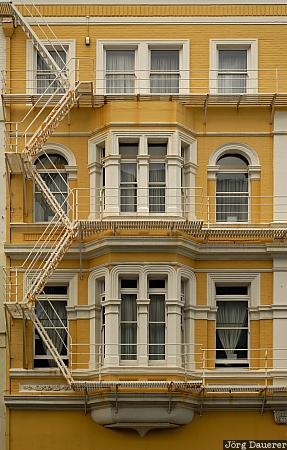 Dunedin, New Zealand, facade, fire escape, fire ladder, ladder, Otago, Neuseeland