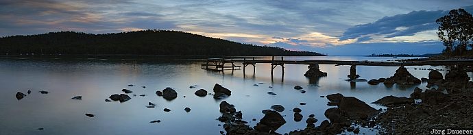 Jetty, Australia, Tasmania, Tasman Peninsula, tasman sea, coast, sunset, sky, red clouds, sea