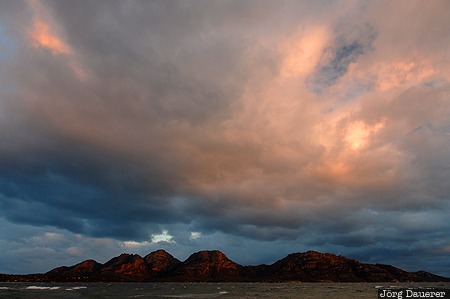 sunset, dark clouds, sky, red clouds, coast, tasman sea, sea, Australia, Tasmania, Australien, Down Under, Tasmanien
