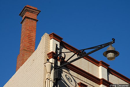 sky, blue sky, morning light, Salamanca Place, street light, windows, Hobart, Australia, Tasmania, Australien, Down Under, Tasmanien