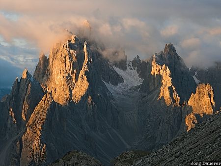 Peaks, Italy, Belluno, clouds, Dolomite Alps, morning light, mountain, sky, Drei Zinnen