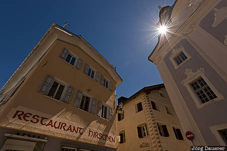 CHE, Kanton Graub&uuml;nden, Samedan, Switzerland, blue sky, building, engadin, Graub&uuml;nden, Schweiz, Graubuenden