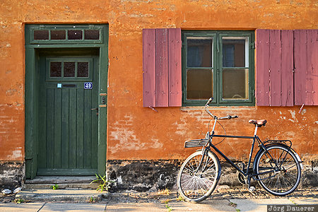 Copenhagen, Capital Region, Denmark, DNK, Bicycle, door, evening light, D&auml;nemark, Daenemark