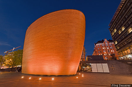 FIN, Finland, Helsinki, Uusimaa, blue hour, chapel, Chapel of Silence