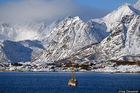NOR, Nordland, Norway, arctic circle, Austv&aring;g&oslash;y, blue sky, boat, Norwegen, Norge