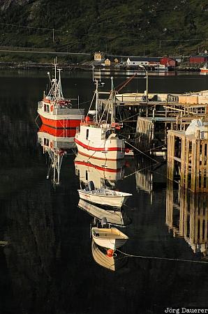 Boats in Reine Nordland, Norway, Reine, archipelago, island, Lofoten, Moskenesøy, Norwegen, Norge