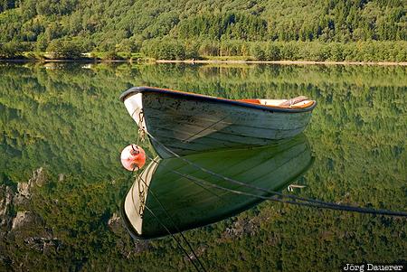 Byrkjelo, Egge, Norway, Sogn og Fjordane, Bergheimsvatnet, boat, forest, Norwegen, Norge