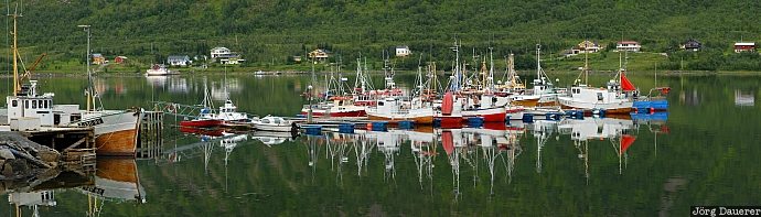 Fishing Boats Grashopen, Norway, Skaland, Troms, boats, fishing boats, fjord, Norwegen, Norge