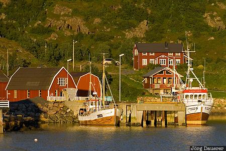 Rorbuer near Straume Nordland, Norway, Straume, Straumsjøen, boats, evening light, island, Norwegen, Norge