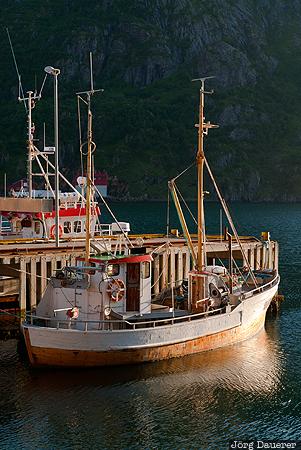 Harbor near Straume boats, evening light, island, Langøya, Nordland, Norway, Norwegian Sea, Norwegen, Norge