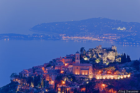 &Egrave;ze, FRA, France, Provence-Alpes-C&ocirc;te d'Azur, c&ocirc;te d'Azur, french riviera, blue hour, Frankreich, Provence-Alpes-Cote d'Azur