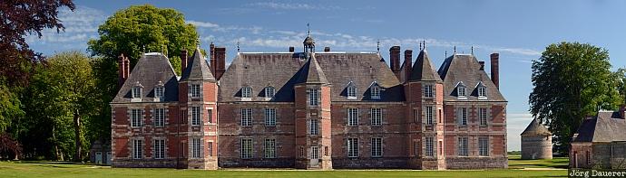 FRA, France, Haute-Normandie, Paluel, blue sky, bricks, Ch&acirc;teau de Janville, Frankreich