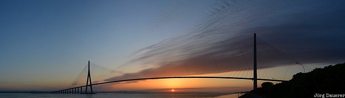 Basse-Normandie, FRA, France, La Rivi&egrave;re-Saint-Sauveur, bridge, cable-stayed bridge, clouds, Frankreich