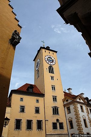 Germany, Regensburg, Altes Rathaus, Bavaria, blue sky, city hall, Upper Palatinate, Deutschland, Bayern