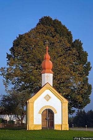 Bavaria, blue sky, chapel, church, Germany, Hitzenberg, lonely, Deutschland, Bayern