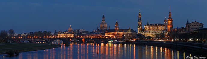 blue hour, DEU, Dresden, evening light, flood-lit, Germany, Marienbr&uuml;cke, Saxony, Deutschland, Sachsen