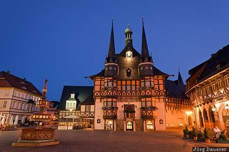 DEU, Germany, N&ouml;schenrode, Saxony-Anhalt, Sachsen-Anhalt, Wernigerode, blue hour, Deutschland