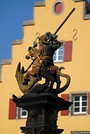 Bavaria, Germany, Rothenburg ob der Tauber, Middle Franconia, Mittelfranken, blue sky, facade, Deutschland, Bayern