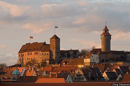 castle, evening light, franconia, Germany, Imperial Castle, Kaiserburg, Middle Franconia, Bavaria, Nuremberg, Deutschland, Bayern, N&uuml;rnberg, Nuernberg
