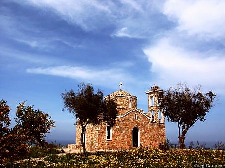 chapel, church, flowers, Cyprus, mediterranean sea, east coast, Kirche, Zypern