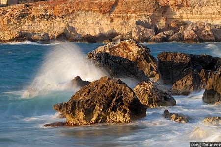 crashing waves, flowing water, L-Ahrax tal-Ghajn, Malta, Mediterranean sea, rocks, sea