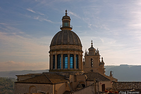 Duomo di San Giorgio ITA, Italy, Ragusa Ibla, back-light, baroque, blue sky, cupola, Sicily, Ragusa, Italien, Italia, Sizilien, Sicilia