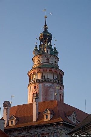 blue sky, B&ouml;hmen, castle, Cesk&yacute; Krumlov, Czech Republic, Krumau, moon