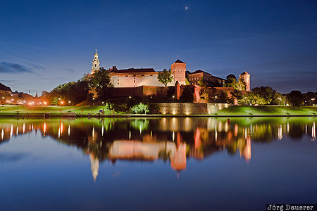 Wawel Castle Kraków, Lesser Poland, POL, Poland, Wawel, blue hour, flood-lit, Krakow