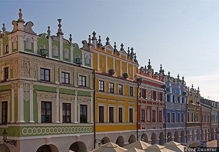 Lublin, POL, Poland, Zamosc, colorful, facade, Gro&szlig;er Markt