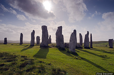 Callanish Stones Callanish, GBR, Scotland, back-lit, Callanish Stones, Isle of Lewis, outer Hebrides, United Kingdom, Großbritannien, Vereinigtes Königreich, Schottland, Grossbritannien, Vereinigtes Koenigreich