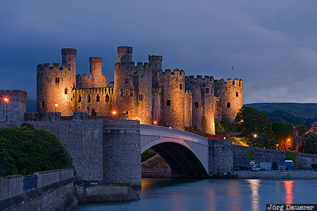 Conwy, Conwy Community, GBR, United Kingdom, Wales, blue hour, bridge, Gro&szlig;britannien, Vereinigtes K&ouml;nigreich, Grossbritannien, Vereinigtes Koenigreich