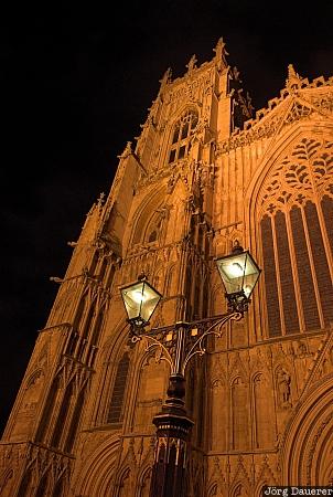 artificial light, night, street light, street lamp, lamp, cathedral, United Kingdom, Yorkshire, York, Gro&szlig;britannien, Vereinigtes K&ouml;nigreich, Grossbritannien, Vereinigtes Koenigreich