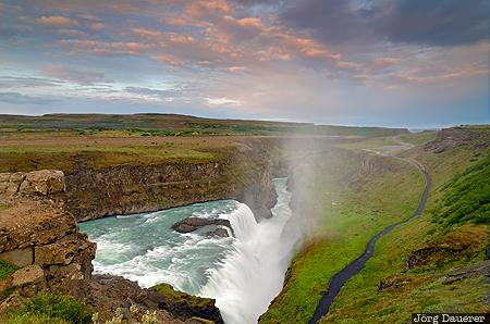 Gullfoss ISL, Iceland, Suðurland, Tungufell, green, Gullfoss, Hvítá, Sudurland
