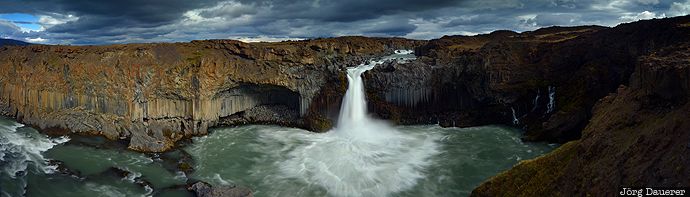 Aldeyjarfoss, basalt, basin, clouds, dark clouds, highland, motion, Iceland, Nor&eth;urland Eystra, Nordurland Eystra